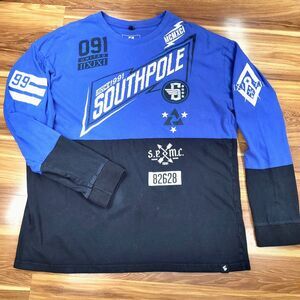 Vintage Y2K South Pole Shirt Color Block Blue Men's Size 3XB Long Sleeve Graphic